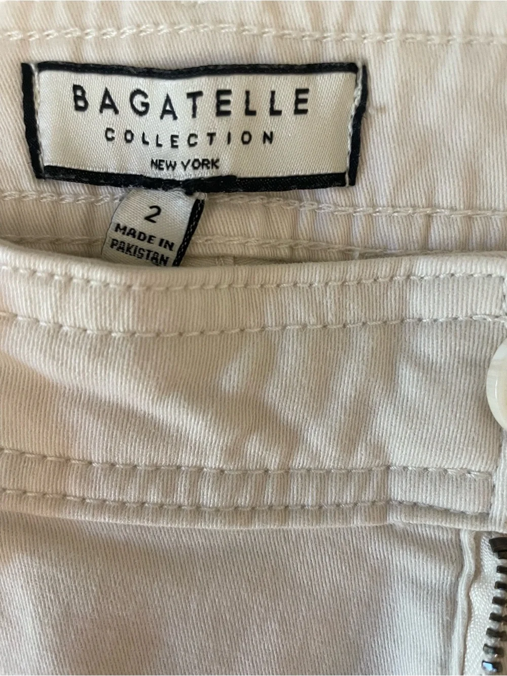 Bagatelle Collection Women's Ivory Wide-Leg Twill Cotton Pants Pockets Size 2